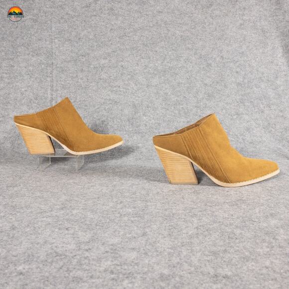 MI.IM Mule Cuban Heel Suede Leather Tan Pointed Toe Casual Slip-On Women's Sz 9 - Picture 3 of 12